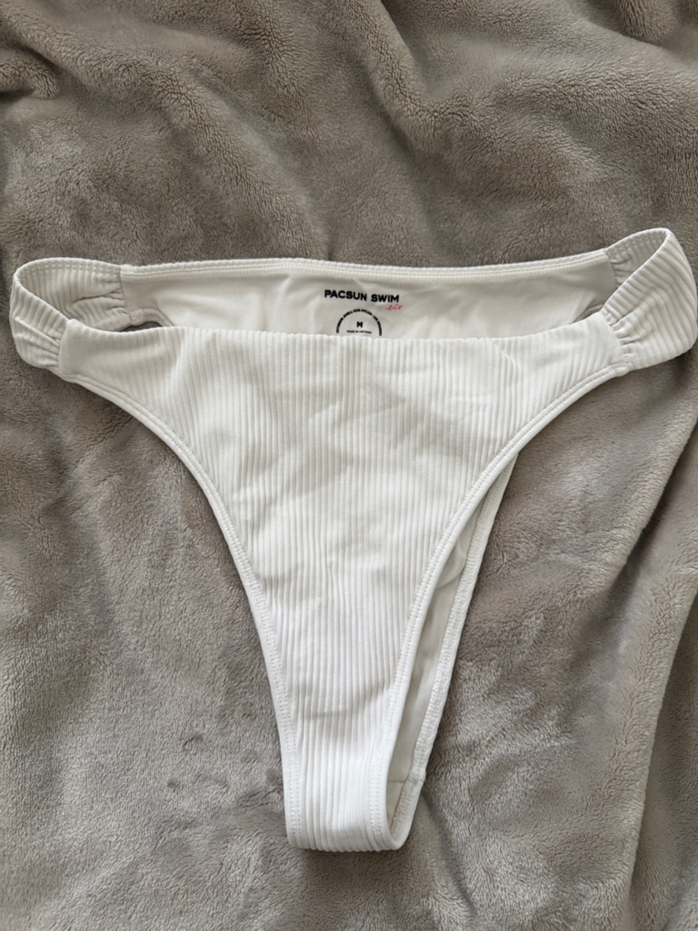 PacSun White Ribbed High-Cut Bikini Bottom
